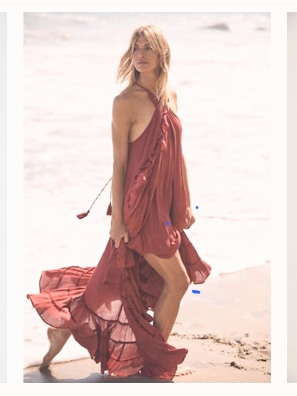 Free People RED Wrap Around Ruffle Maxi Dress